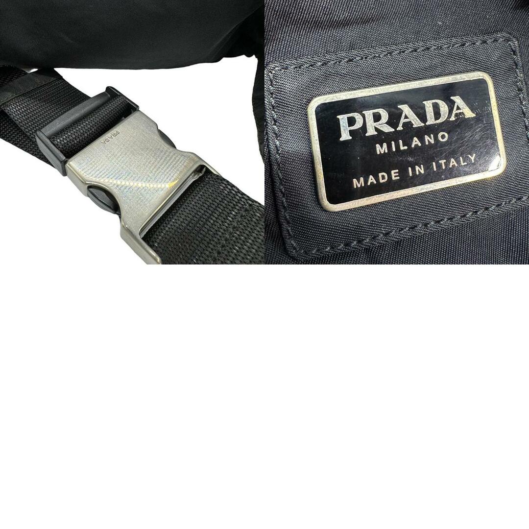 PRADA(プラダ)のプラダ PRADA ボディバッグ ウエストバッグ ナイロン ブラック シルバー メンズ 送料無料【中古】 z0825 メンズのバッグ(ボディーバッグ)の商品写真