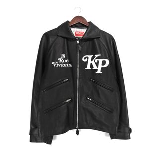 ケンゾー(KENZO)のケンゾー KENZO × ヴェルディ VERDY ■ 【 Motor Cycle Jacket FE58LB1420AA 】 ロゴ デザイン モーター サイクル シングル レザー ジャケット　33161(レザージャケット)