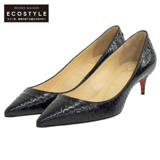 クリスチャンルブタン(Christian Louboutin)のクリスチャンルブタン 新品同様 Christian Louboutin クリスチャンルブタン DECOLLETE パイソン ポインテッドトゥ パンプス レディース ブラック 38 1/2 38.5(ハイヒール/パンプス)