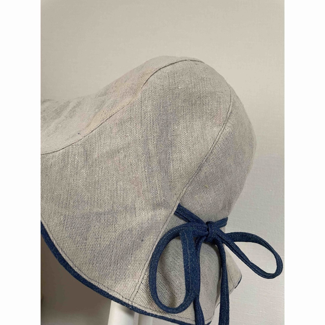 ハンドメイド#ひらひら帽子#綿麻&デニム風#リバーシブル# ハンドメイドのファッション小物(帽子)の商品写真