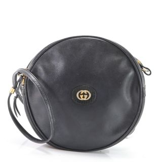 グッチ(Gucci)のヴィンテージ オールドグッチ ラウンド 007 406 5575 レザー ショルダーバッグ 斜め掛け ブラック 黒 トート レディース HFM Z6-10(ショルダーバッグ)