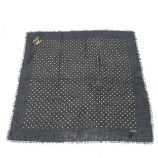 CHANEL - 美品 シャネル ココマーク ドット 水玉 模様 総柄 シルク カシミヤ カシシル ストール スカーフ ブラック 黒 レディース HFM Z5-5