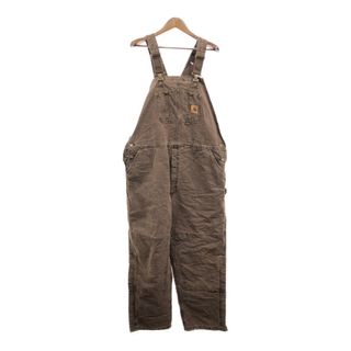 カーハート(carhartt)のCarhartt カーハート ダック ダブルニー ビブオーバーオール 大きいサイズ ワーク ブラウン (メンズ W46 L32) 中古 古着 Q5308(サロペット/オーバーオール)