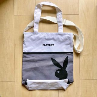 プレイボーイ(PLAYBOY)のPLAYBOY プレイボーイ トートバッグ ショルダー チャック付き ホワイト(トートバッグ)