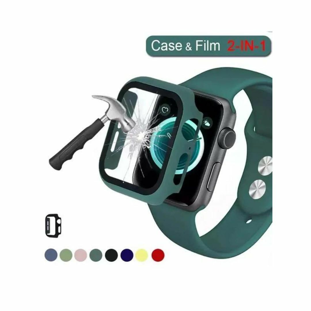 Apple Watch アップルウォッチ カーバケース ガラス 緑色 スマホ/家電/カメラのスマホアクセサリー(保護フィルム)の商品写真