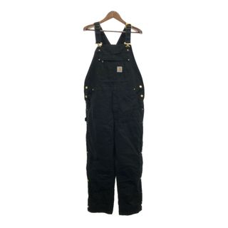 カーハート(carhartt)のCarhartt カーハート ダック ダブルニー ビブオーバーオール ワーク ブラック (メンズ LARGE REGULAR) 中古 古着 Q5310(サロペット/オーバーオール)