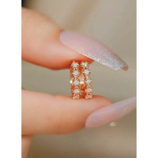 天然ダイヤモンド付きピアスk18 フープピアス(ピアス)