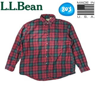 エルエルビーン(L.L.Bean)の80s～90s L.L.Bean USA製 レッド グリーン チェックシャツ(シャツ)