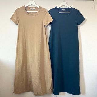 ユニクロ(UNIQLO)のUNIQLOユニクロ⭐︎エアリズムコットンAラインロングワンピース2着⭐︎S(ロングワンピース/マキシワンピース)