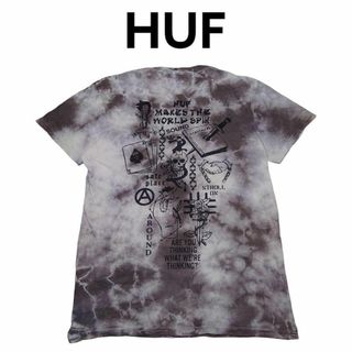 ハフ(HUF)のHUF タイダイ染　ビッグプリントTシャツ　ハフ　古着　ブラウン(Tシャツ/カットソー(半袖/袖なし))