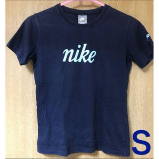 NIKE - ナイキ T シャツ　古着 ネイビー 紺　フロントロゴプリント　袖プリ　チビ　ミニ