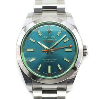 ロレックス(ROLEX)のロレックス Rolex 腕時計 オイスター パーペチュアル ミルガウス 40mm 116400GV ルーレット刻印 ランダムシリアル グリーンサファイアガラス サンレイ Zブルー文字盤 オイスターブレス オイスタースチール SS 自動巻き 【箱・保付き】 【中古】(腕時計(アナログ))