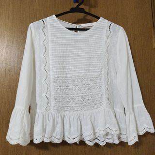 ザラ(ZARA)のZARA レース半そでブラウス　ペプラム　刺繍入り(シャツ/ブラウス(半袖/袖なし))