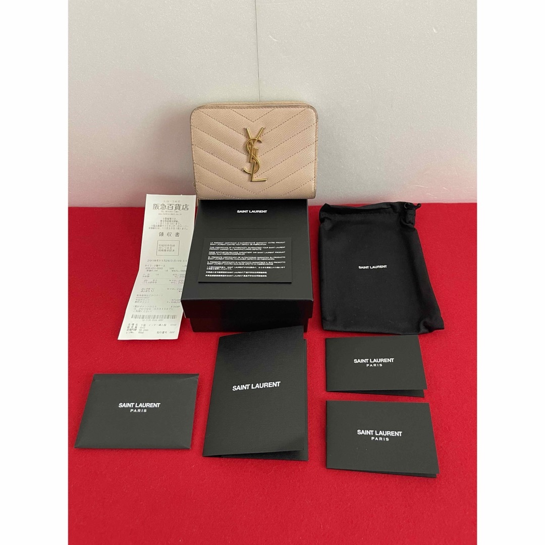 Saint Laurent(サンローラン)のサンローラン　ラウンドファスナー　コンパクト折財布　レザー　ピンク レディースのファッション小物(財布)の商品写真