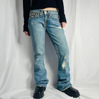 True Religion - USA製 Y2K TRUE RELIGION ダメージフレアデニム ビッグベル