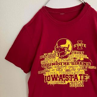 アイオワ大学カレッジフットボールTシャツtシャツビッグロゴTEEアメフトtee(Tシャツ/カットソー(半袖/袖なし))