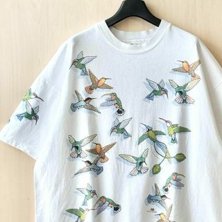 ヘインズ(Hanes)の90s USA製古着　ヴィンテージ　ヘインズ　Tシャツ　たくさんのハチドリ達(Tシャツ/カットソー(半袖/袖なし))