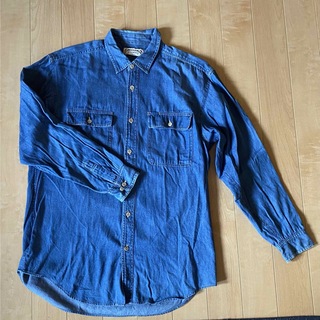 MEN'S ダンガリーシャツ　ブルー　Lサイズ(シャツ)