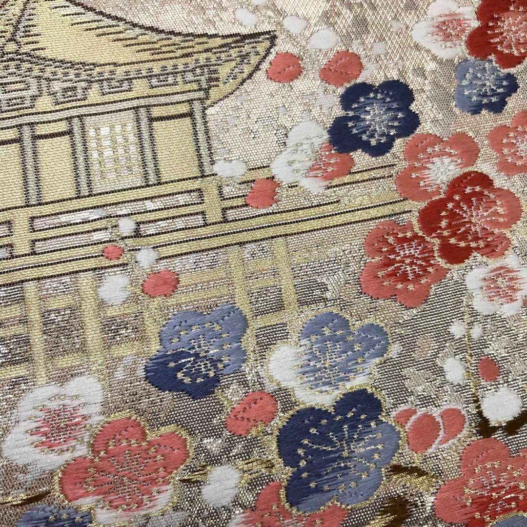 袋帯 寺院 松 梅や菊の花々 金銀糸 フォーマル 着物 RO-5164 レディースの水着/浴衣(着物)の商品写真