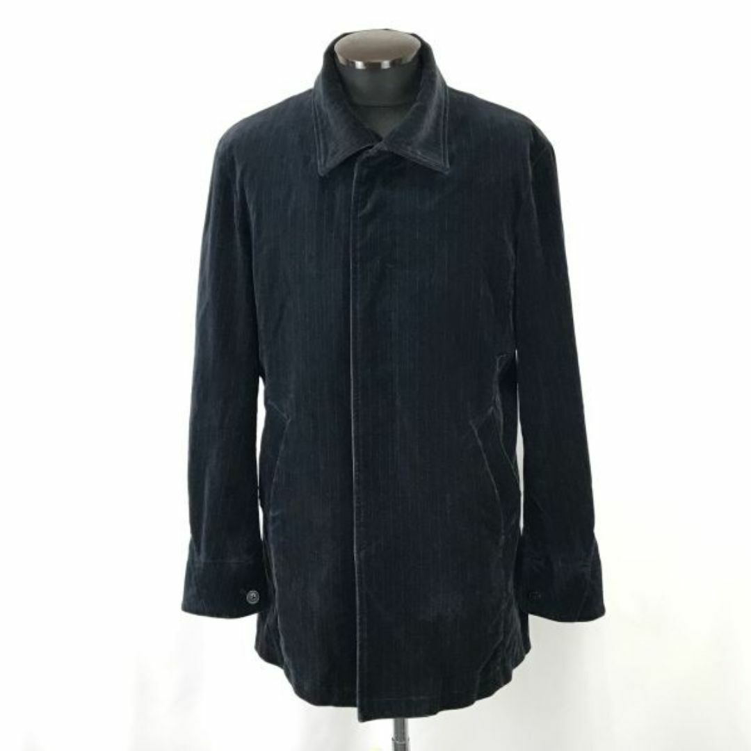 ミッシェルクラン/MICHEL KLEIN★ベロア/ステンカラーコート【46/メンズM/紺ストライプ柄/navy】Coats/Jackets/Jumpers◆zBH313 BUZZBERG メンズのジャケット/アウター(ステンカラーコート)の商品写真