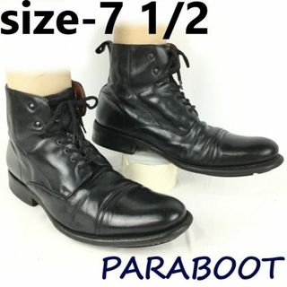 試着交換OK！PARABOOT/パラブーツ　ミリタリー/レースアップショートブーツ　size7.5/26.0-26.5程度　黒/ブラック NEUILLY/フランス製　管No.YA210 BUZZBERG(ブーツ)