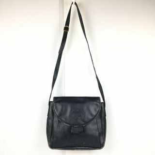 90sVintage★BURBERRYS/バーバリー★レザー ショルダーバッグ　ダークネイビー/紺　内側チェック柄　訳特価 LEATHER BAG 　管NO.YB5-74 #BUZZBERG(ショルダーバッグ)