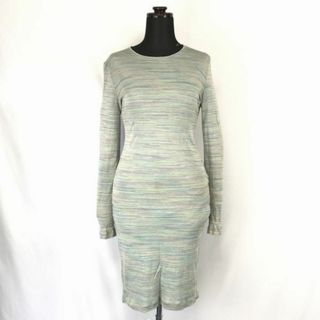 イタリア製★MISSONI SPORT/ミッソーニ★上下セットアップ/タイトスカート/長袖【42/L--XL/オリーブ系/ボーダー】◆XBF760#BUZZBERG(ひざ丈スカート)