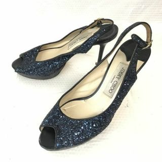 イタリア製★ジミーチュウ/jimmy choo★バックストラップサンダル/オープントゥ【37.5/紺/NAVY】パンプス/靴/Shoes/sandal◆Q-298#BUZZBERG(サンダル)