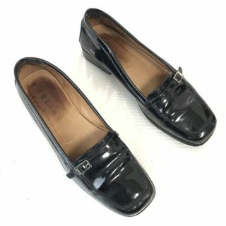 セリーヌ/CELINE★エナメルパンプス/ローファー/モカシン【36.5/23.5/黒/BLACK】靴/Shoes/pumps/boots◆pQ-367#BUZZBERG(ローファー/革靴)