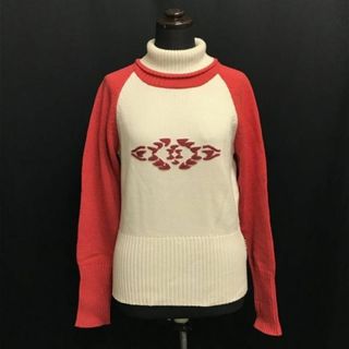 ピークパフォーマンス/peak performance★タートルネックセーター【レディースS/ベージュ×赤/beige×red】Tops/Sweater◆mBH355 #BUZZBERG(ニット/セーター)