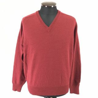 メンズメルローズ/MEN'S MELROSE★ラムウール100%/Vネック/長袖セーター【メンズM/赤/red】sweater◆mBH583 #BUZZBERG(ニット/セーター)