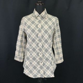 BURBERRY - UK/イングランド製★BURBERRY★七分袖シャツ【women’s size -M（日本サイズM?L相当/ベージュ/チェック】Tops/Shirts◆senBH139 #BUZZBERG