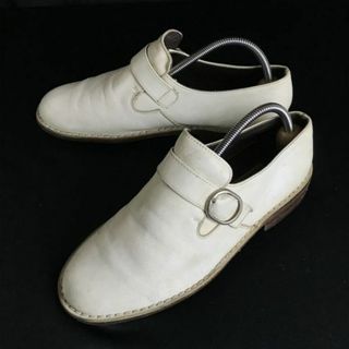 イタリア製★銀座/FUTABAYA★本革/モカシンシューズ/モンクストラップ【38/24.0/白/white】スリッポン型/JAPAN/Vintage/dress shoes◆ci-67 #BUZZBERG(ローファー/革靴)