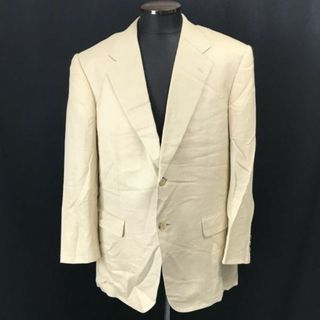 ランバン/LANVIN★絹75%×麻25%/テーラードジャケット/ブレザー【R50-46/メンズL/クリーム色系】背抜き/正規代理店タグ/Jackets◆mBH305 #BUZZBERG(テーラードジャケット)