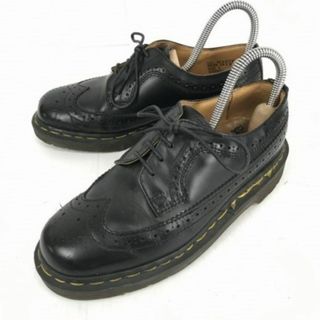 ドクターマーチン(Dr.Martens)の希少イングランド製★ドクターマーチン★本革/レザー/ウィングチップ/ローカットブーツ【24.0/黒】Dr.Martens◆F-103 #BUZZBERG(ブーツ)