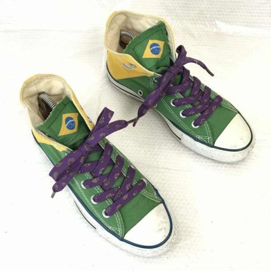 コンバース/CONVERSE ALL STAR★サッカーブラジルカラー/ハイカットスニーカー【4.5/23.5/緑×黄】soccer/BRAZIL/Shoes/trainers◆cQ-502 #BUZZBERG レディースの靴/シューズ(スニーカー)の商品写真