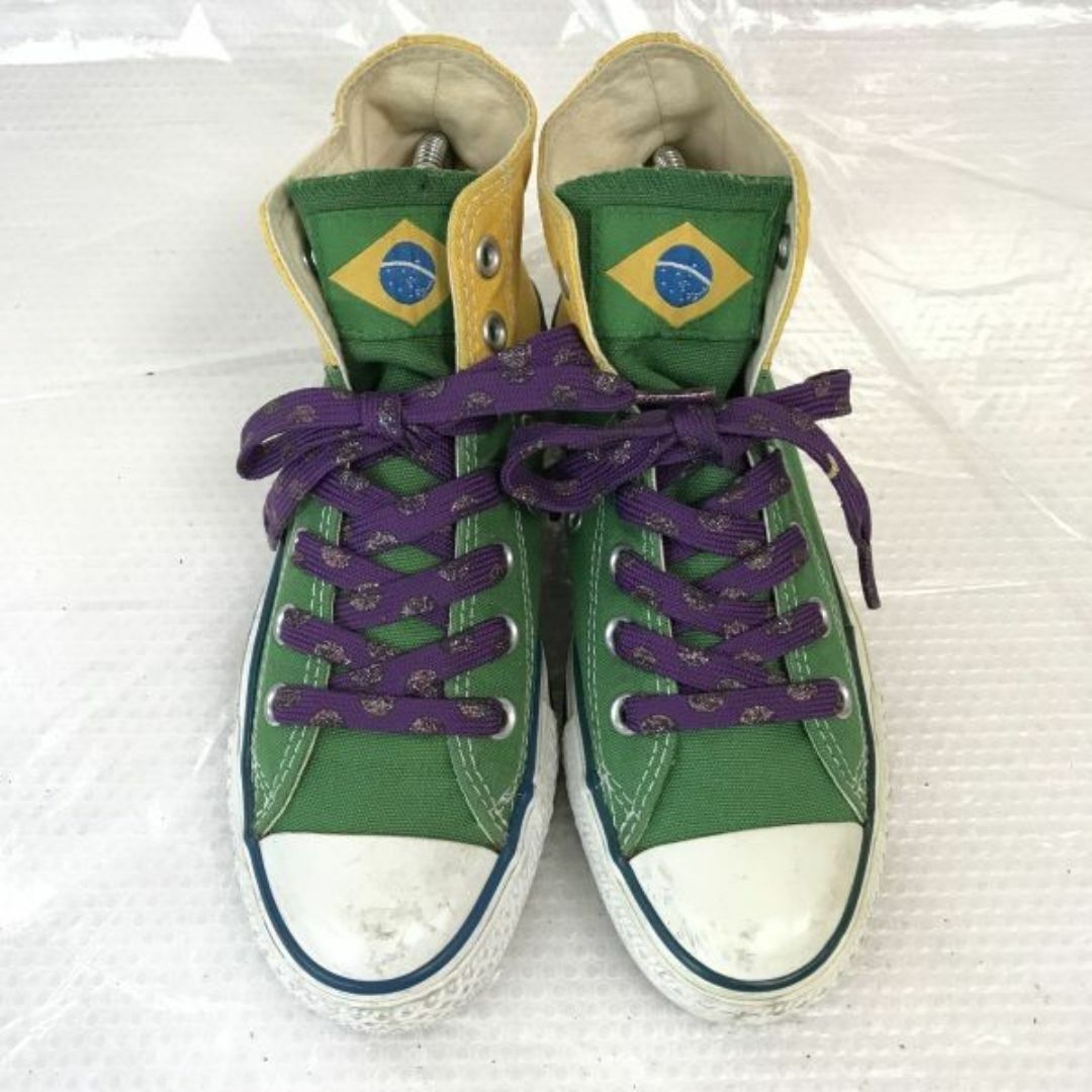 コンバース/CONVERSE ALL STAR★サッカーブラジルカラー/ハイカットスニーカー【4.5/23.5/緑×黄】soccer/BRAZIL/Shoes/trainers◆cQ-502 #BUZZBERG レディースの靴/シューズ(スニーカー)の商品写真