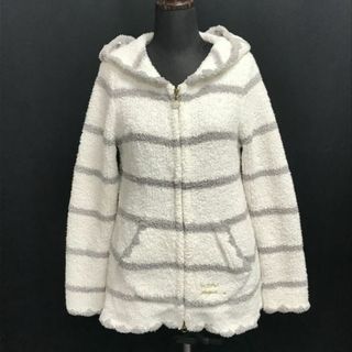 ジェラートピケ★ボーダー柄/ルームウェア/ジップアップパーカー【レディースF/白×グレー/white×gray】Jacket/Jumper◆cBH589-b #BUZZBERG(パーカー)