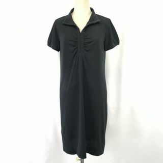 ジェイプレス/J.PRESS★半袖ワンピース/膝丈【11号/レディースL/黒/black】春夏/シャツワンピース/Tops/Shirts/Dress◆cBH597 #BUZZBERG(ひざ丈ワンピース)