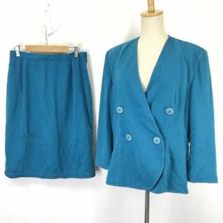 GK伊太利屋★ノーカラージャケット&タイトスカート/上下セットアップ【13/レディースLL/ターコイズブルー】Jackets/skirt/Set up◆cBH517 #BUZZBERG(スーツ)