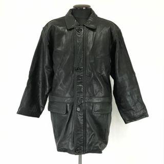 CASAPIEL★羊革/シープスキン/中綿入りレザージャケット/コート【メンズM/黒/black】本革/比翼仕立て/フルジップ/Jacket/Jumper◆cBH462 #BUZZBERG(レザージャケット)