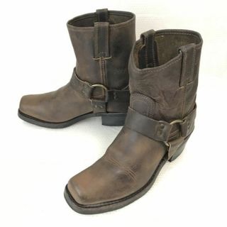 USA製ビンテージ★フライ/FRYE【8.5M/25.5cm/茶/BROWN】本革/ハーネス/リングブーツ/ウエスタンブーツ★80s-90s/Vintage/boots/Shoes◆bWB97-4　#BUZZBERG(ブーツ)