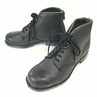 ドイツ/ビンテージ★robusta/echt leder★シボ本革/オフィサーブーツ【41/25.5-26.0/黒/BLACK】サービスシューズ/軍/警察/shoes◆bWB97-1　#BUZZBERG(ブーツ)