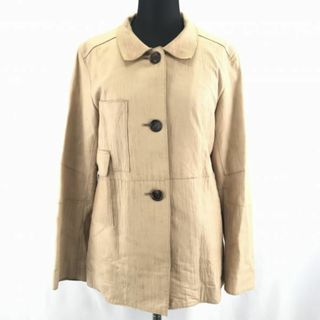 日本製★ジャンニロジュディチェ★ラムレザージャケット【40/Women's size-M程度/ベージュ】羊革/シングル/3ボタン/裏地総柄◆BA553W #BUZZBERG(ライダースジャケット)