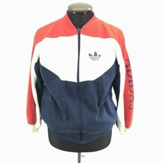 80sビンテージ？★adidas★フルジップブルゾン【M/赤×白×紺】裏地フリース/袖ADIDASプリント/トレフォイルロゴ/アディダス◆BA950L #BUZZBERG(ブルゾン)