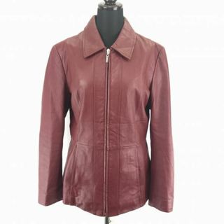 WILSONS LEATHER/ウィルソンズレザー★本革/レザーライダースジャケット/ブルゾン【Women's size-M/暗赤】総裏地◆BA950W #BUZZBERG(ライダースジャケット)