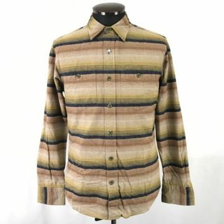 上野商会/日本製★SCHOTT BROS NEW YORK/ショット★長袖ウエスタンシャツ【Mens size -S/ボーダー/茶系/brown】Tops/Shirts/RARE◆bBH263 #BUZZBERG(シャツ)