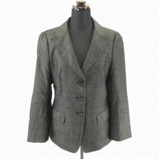 マックスマーラ(Max Mara)の正規代理店タグ★MaxMara★チェック柄/ウールジャケット/ブレザー【38/Women's size -M/ダークグレー】秋冬シングル/総裏仕様◆BC314W #BUZZBERG(テーラードジャケット)