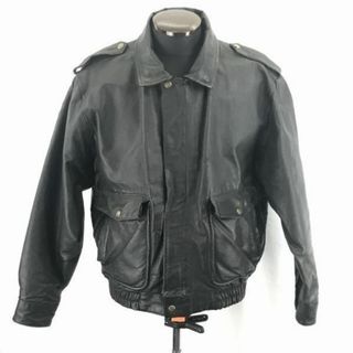 HOUSTON/ヒューストン★本革/レザージャケット/フライト/ライダース【40R/Mens size -M/黒】LB-10 /ブルゾン/裾リブ/HILTONタグ◆BC457#BUZZBERG(レザージャケット)