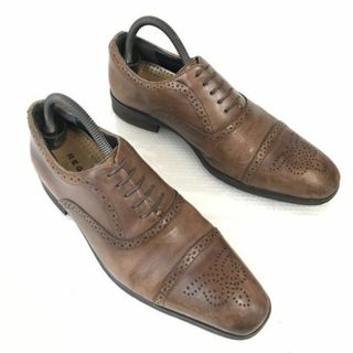 リーガル/REGAL★本革/セミブローグ/ストレートチップ【25.0/茶/BROWN】ビジネス/dress shoes◆bF-114  #BUZZBERG(ドレス/ビジネス)